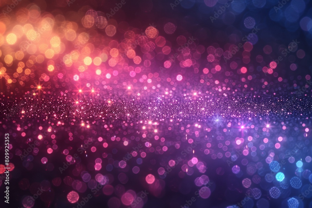 Poster abstract image of a captivating bokeh pattern with dazzling red and blue light sparkles creating a f