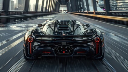 Obraz premium Showcase the hypercar's raw power with a shot of its roaring engine, poised to conquer the open road ahead.