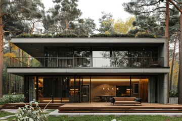 Minimalist luxury modern villa near the forest