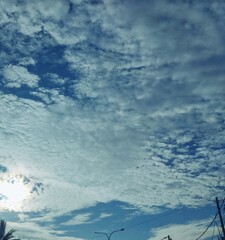 White clouds with blue sky background 