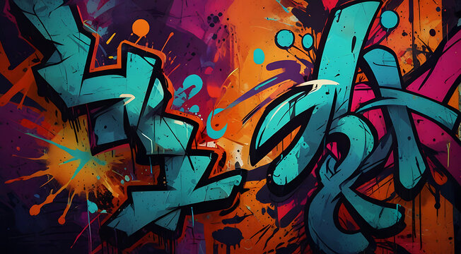 Fototapeta Vibrant colors design of abstract graffiti texture, a mix of abstract text and graffiti, background wallpaper style, wallpaper