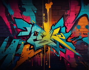 Vibrant colors design of abstract graffiti texture, a mix of abstract text and graffiti, background wallpaper style, texture