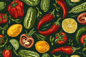Kitchen Apron Embroidery, Embroidery designs for aprons, 2D illustration seamless pattern 