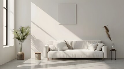 Fototapeta premium Mock up livingroom in minimal style