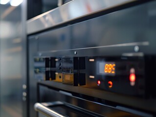 Close-up of a modern kiln control panel, potentially for industrial training purposes or to demonstrate advanced ceramic production technology.