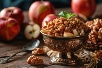 Traditional Haroset for Passover Dinner: Apple and Nut Mixture for Family Ceremonies, Connects
