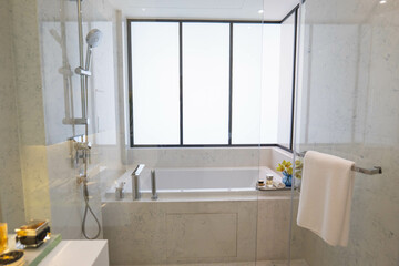 The living room, bathroom and bedroom are arranged neatly and beautifully.