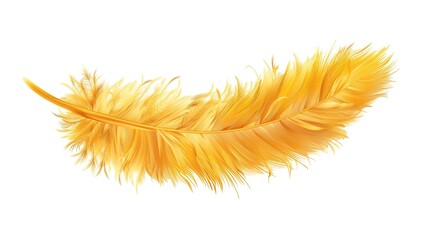 Elegant golden feather isolated on white background, ideal for artistic and creative design projects