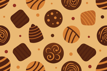 Different chocolate candies pattern background design doodle vector
