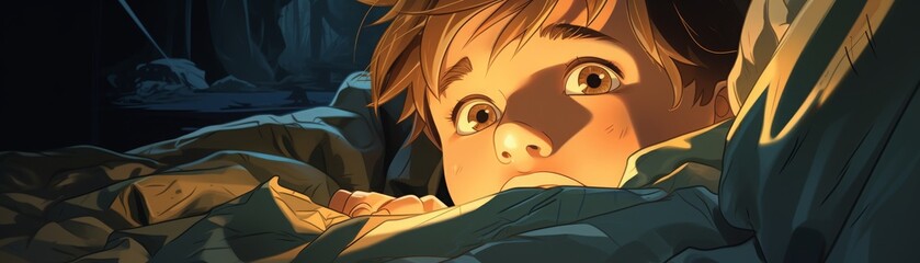 The boy was scared. He was lost in the woods and didn't know what to do. He was all alone.