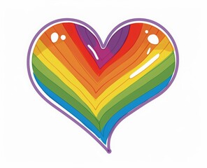 rainbow heart vector clip art on white background