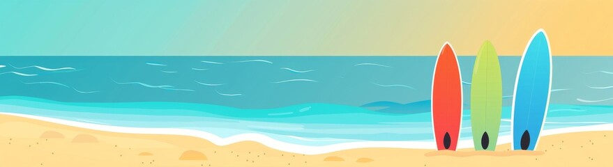 flat vector banner with surfboards and copy space in the side