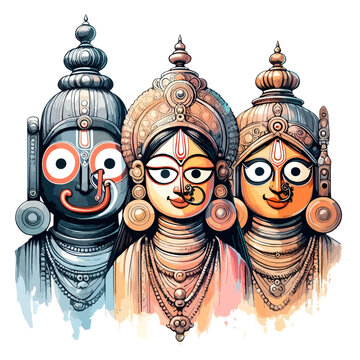Lord jagannath balabhadra and subhadra vector illustration