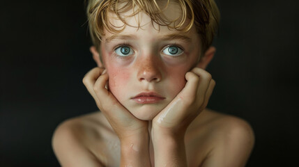 Close-up of a thoughtful child with autism, highlighting emotional depth