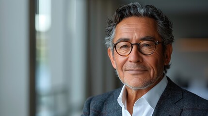 Fototapeta premium Professional senior man wearing glasses and a tailored jacket