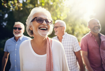 Obraz premium Radiant Seniors Enjoying a Sunny Day Outdoors