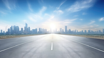 Fototapeta premium Sunrise Horizon Over Modern City Highway