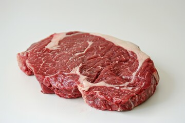Premium Grass-Fed Angus Beef Ribeye Steak - Perfect Cut for Barbecue and Cooking: Raw Meat