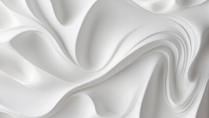 3D white wavy abstract background, modern smooth waves pattern flowing, curvy motion swirl design for presentation