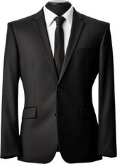 male formal black suit mockup on transparent background