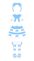 16:9 甘ロリ風な真夏のサックスロリィタコーデセット★PNG