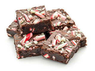A stack of brownies with red and green sprinkles on top