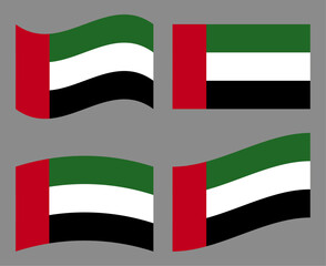 Set of UAE flag icon vector illustration. Isolated collection of flag of United Arab Emirates.
