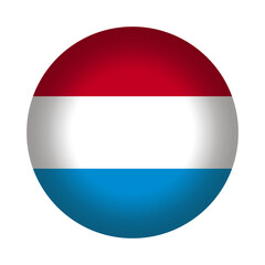 Round Luxembourg flag icon, vector illustration. Isolated 3D Luxembourg flag button.