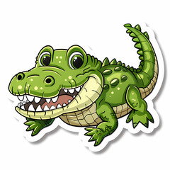 Obraz premium Cute crocodile catoon on a White Canvas Sticker,vector image