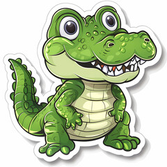 Fototapeta premium Cute crocodile catoon on a White Canvas Sticker,vector image
