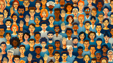 Diversity of people. Large group of people with different nationalities and religions. Vector illustration abstract background of people