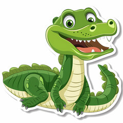 Fototapeta premium Cute crocodile catoon on a White Canvas Sticker,vector image