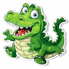 Fototapeta premium Cute crocodile catoon on a White Canvas Sticker,vector image