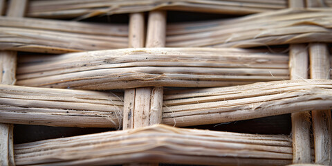 Close up of brown wicker basket netting