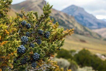 Green Flora Collection of Western Juniper Tree in Desert Landscape