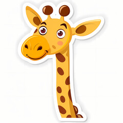 Cute giraffe catoon on a White Canvas Sticker,vector image