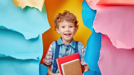 Back to school image with a child full of energy and excitement. Ideal for back to school campaigns, websites, and posters.