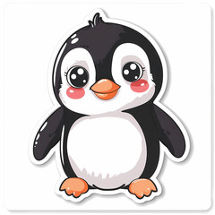 Fototapeta premium Cute penguin catoon on a White Canvas Sticker,vector image