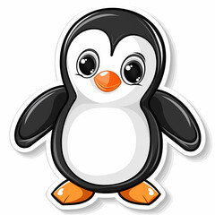 Cute penguin catoon on a White Canvas Sticker,vector image