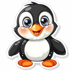 Obraz premium Cute penguin catoon on a White Canvas Sticker,vector image