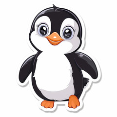 Obraz premium Cute penguin catoon on a White Canvas Sticker,vector image