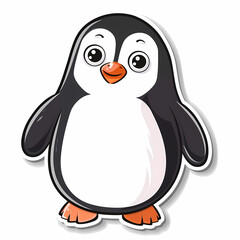 Cute penguin catoon on a White Canvas Sticker,vector image