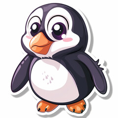 Fototapeta premium Cute penguin catoon on a White Canvas Sticker,vector image