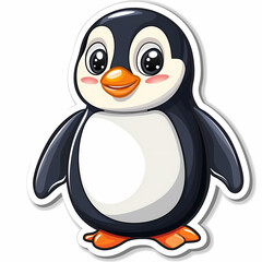 Obraz premium Cute penguin catoon on a White Canvas Sticker,vector image