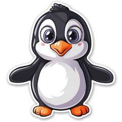 Obraz premium Cute penguin catoon on a White Canvas Sticker,vector image