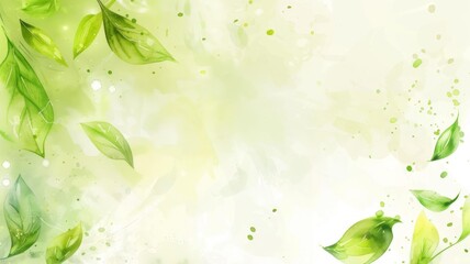 The background of the painting is transparent green leaves. Green leaves lying on top of each other.
