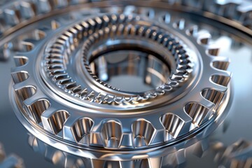 Detailed close up of a metal gear wheel, suitable for industrial concepts