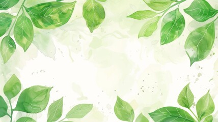 A green foliage painting background with white color combination. A background for your greeting card.