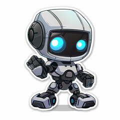 Cute robot on a White Canvas Sticker,vector image