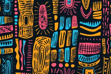 Vibrant and colorful pattern on a dark black background, perfect for design projects